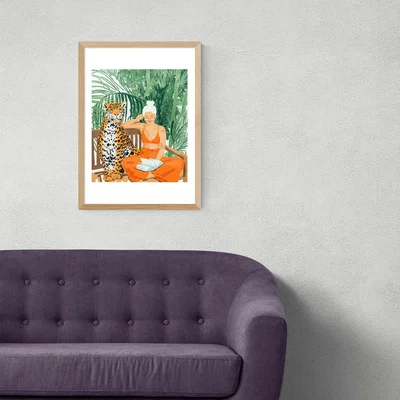 Olivia's Jungle Vacay II by 83 Oranges - A3 Oak Framed Art Print