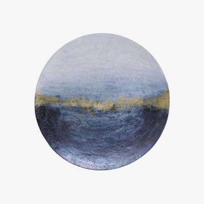 Olivia's Libra Abstract Iron Wall Disc Large Blue And Gold