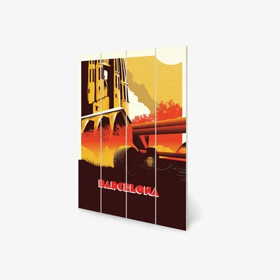 Olivia's The Art Group Zoom F1 (Barcelona) Wood Print- 40x59cm