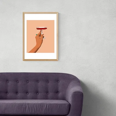 Olivia's Cheers to Love by 83 Oranges - A3 Oak Framed Art Print