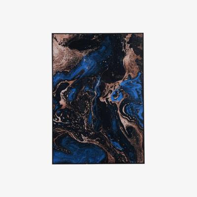 Olivia's Libra Marble Effect Glass Wall Art Blue Black And Gold | Outlet