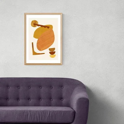 Olivia's Abstract Collage With Warm Shapes by Alisa Galitsina - A3 Oak Framed Art Print