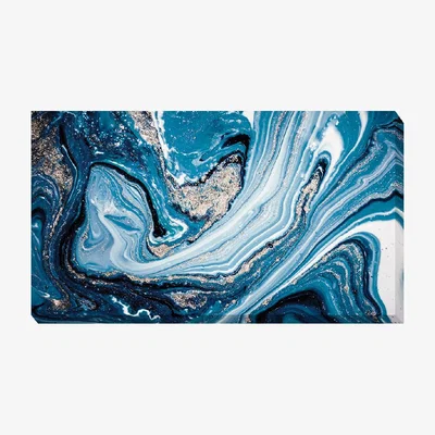 Olivia's Olivia's 'Blue Marble Swirl' - Wrapped Canvas - 58x98cm