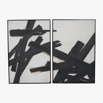 Olivia's Libra Calm Neutral Collection - Set of 2 Hand Finished Impasto Brushstokes Framed Canvases