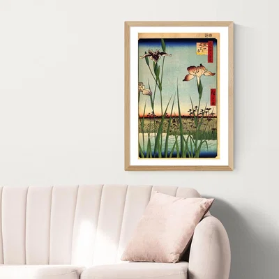 Olivia's Horikiri Iris Garden by Hiroshige - A2 Oak Framed Art Print