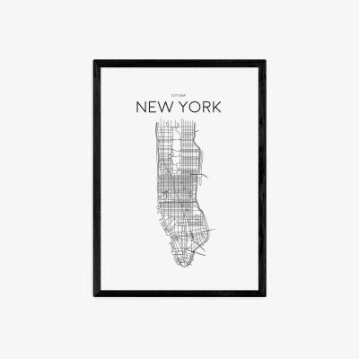 Olivia's City Map New York by Rafael Farias - A3 Black Framed Art Print