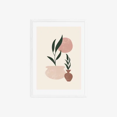 Olivia's Muted Mauve Leaves by Sundry Society - A3 White Framed Art Print