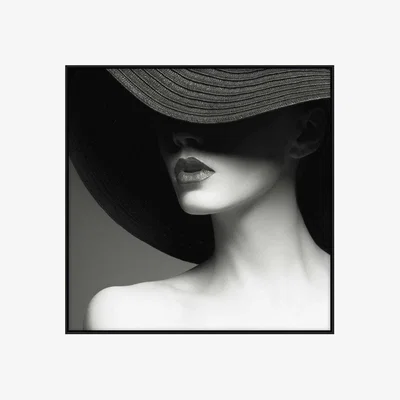 Olivia's Libra Midnight Mayfair Collection - Lady in Hat Framed Canvas 100x100cm