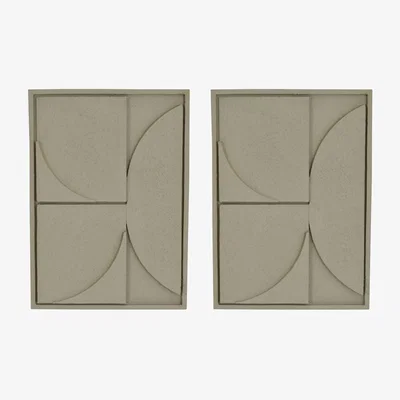 Olivia's Libra Set Of 2 Geometric Circles Off White 3D Wall Art Panels