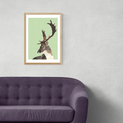Olivia's Deer by Studio Cockatoo - A3 Oak Framed Art Print