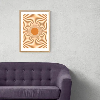 Olivia's Orange Sun Rays by Sundry Society - A3 Oak Framed Art Print