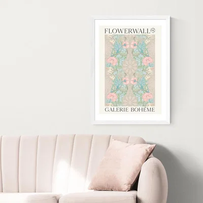 Olivia's Flowerwall I by Flower Love Child - A2 White Framed Art Print