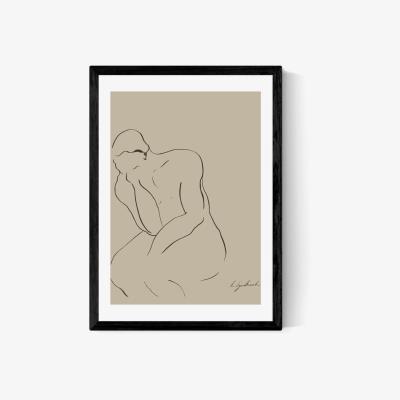 Olivia's Thinking Man by Hali Igwelaezoh - A2 Black Framed Art Print