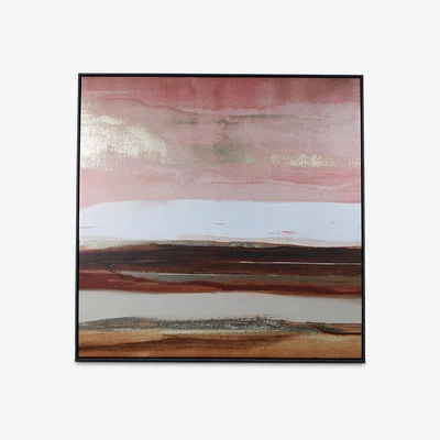 Olivia's The Art Group Soozy Barker Solace In Gold No.2 Capped Framed Canvas With Gold Foil - 85x85cm