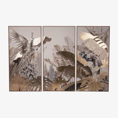 Olivia's Libra Interiors Framed Tropical Birds 3 Piece Canvas