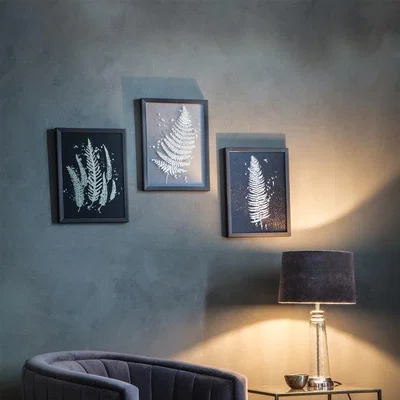Olivia's Gallery Direct Set of 3 Gold Ferns Framed Art