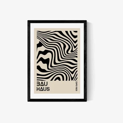 Olivia's Black Op Art Bauhaus by Luxe Poster Co - A2 Black Framed Art Print