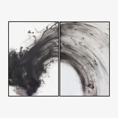 Olivia's Liang & Eimil Abstract Wave Wall Art Black