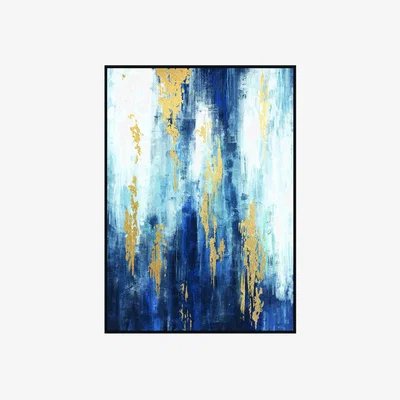 Olivia's Libra xc Collection - Urbanite Blue Distressed Foiled Framed Canvas 140x100cm