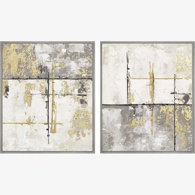 Olivia's Quintessa Art Set of 2 Colleir Hand Painting / 124 x 104cm