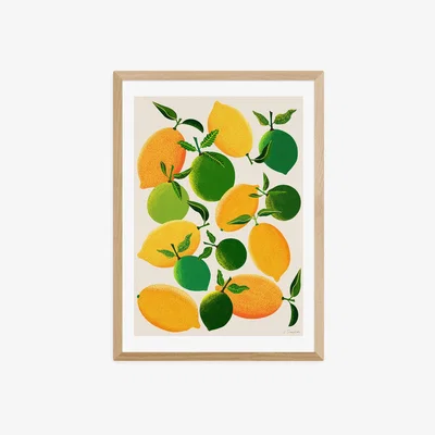Olivia's Lemons and Limes by Leanne Simpson - A2 Oak Framed Art Print