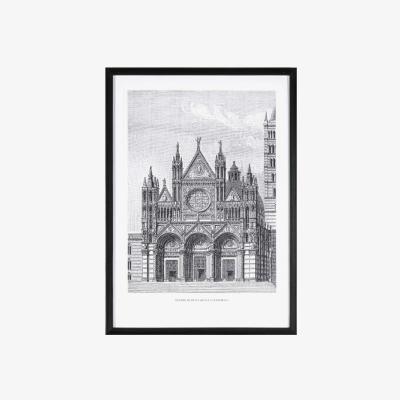 Olivia's Gallery Direct Siena Cathedral Vintage Illustration Framed Wall Art