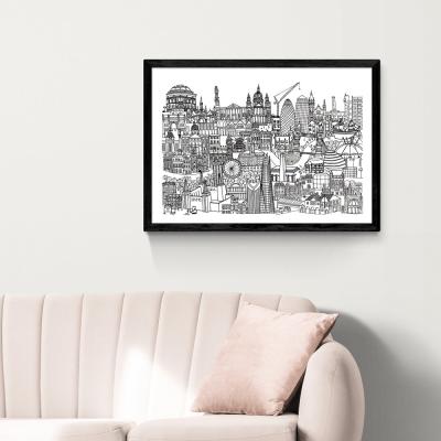Olivia's London Jungle Black and White by Lizzie Prestt - A2 Black Framed Art Print