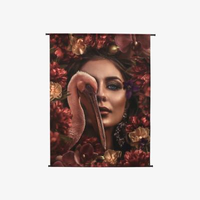 Olivia's Libra Floral Pelican Velvet Floral Wall Hanging