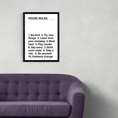 Olivia's House Rules by The Native State - A3 Black Framed Art Print