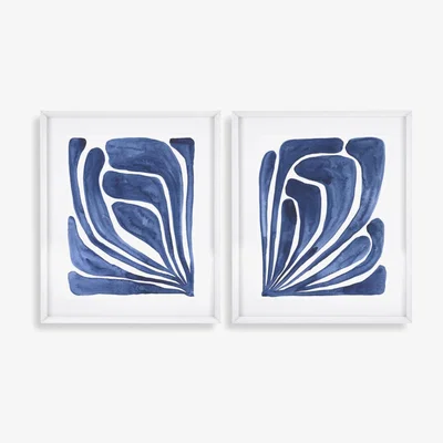 Olivia's Eichholtz Set of 2 Blue Stylized Lead Art Prints