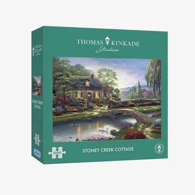 Downtown Gibsons Thomas Kinkade: Stoney Creek Cottage 1000 Piece Puzzle In Multi