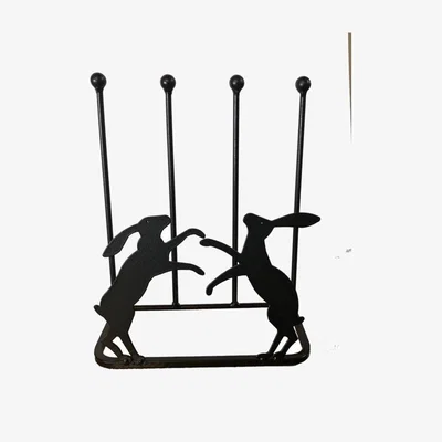 Downtown Poppy Forge 2 Pair Boot Rack - Boxing Hares In Black