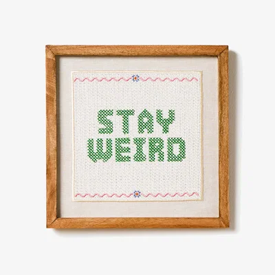 Oliver Bonas Stay Weird Petit Point Framed Wall Art