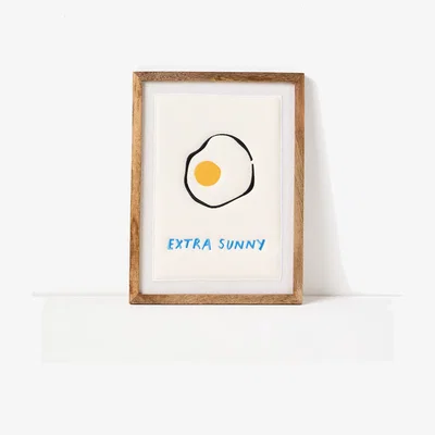 Oliver Bonas Extra Sunny Cream Embroidered Framed Wall Art