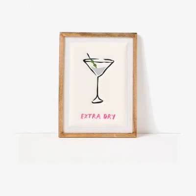 Oliver Bonas Extra Dry Cream Embroidered Framed Wall Art