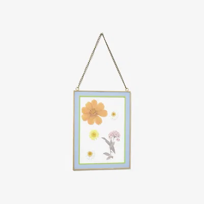 Oliver Bonas Dried Flower Blue Glass Wall Hanging