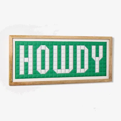 Oliver Bonas Howdy Green Applique Framed Wall Art