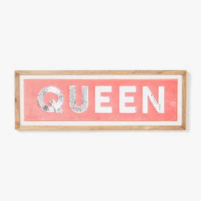 Oliver Bonas Queen Pink Sequin Framed Wall Art