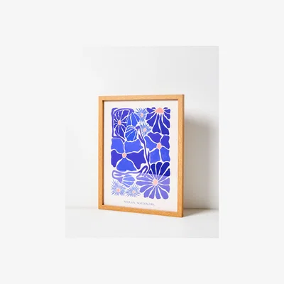 Oliver Bonas No Rain No Flowers Blue Framed Wall Art
