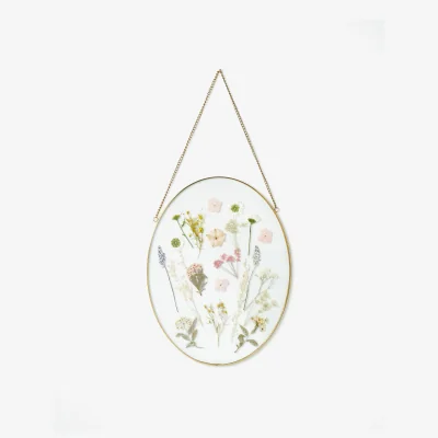 Oliver Bonas Gold & Glass Oval Dried Flower Wall Hanging