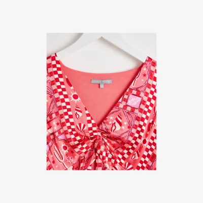 Oliver Bonas Vacation Vibes Red Graphic Print Mini Dress, size 8
