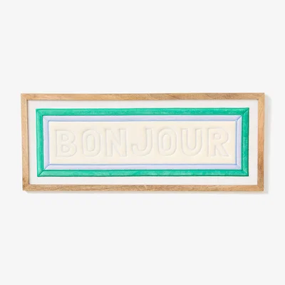 Oliver Bonas Bonjour Cream Embroidered Framed Wall Art