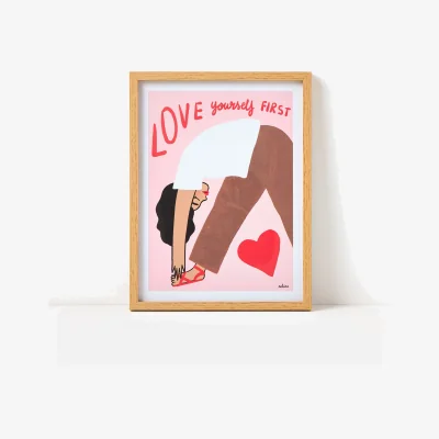 Oliver Bonas Love Yourself First Framed Wall Art