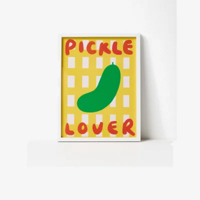 Oliver Bonas Pickle Lover Yellow Framed Wall Art