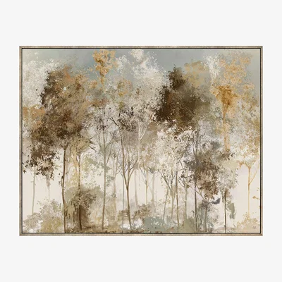 Perch and Parrow Golden Woodland Framed Wall Art