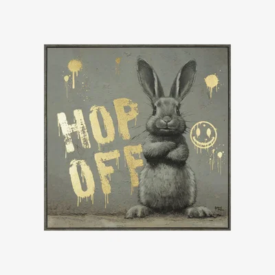 Perch and Parrow Graffiti Bunny Framed Art