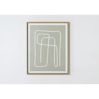 Perch and Parrow Neutral Abstract Line Framed Wall Art