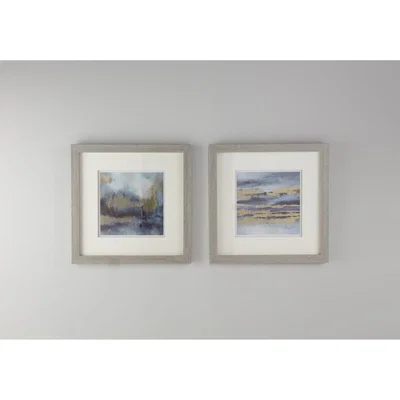 Perch and Parrow Aegean Blue Framed Wall Prints Set