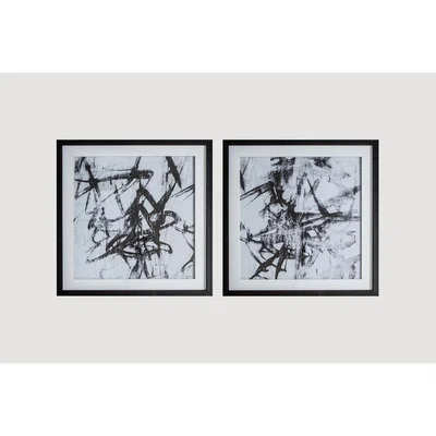 Perch and Parrow Ink Shades Abstract Wall Art, Set of Two