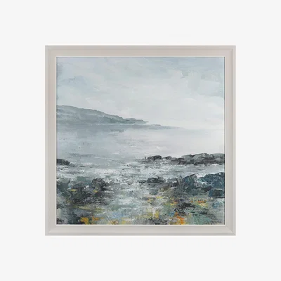 Perch and Parrow Deep Blue Framed Canvas Wall Art